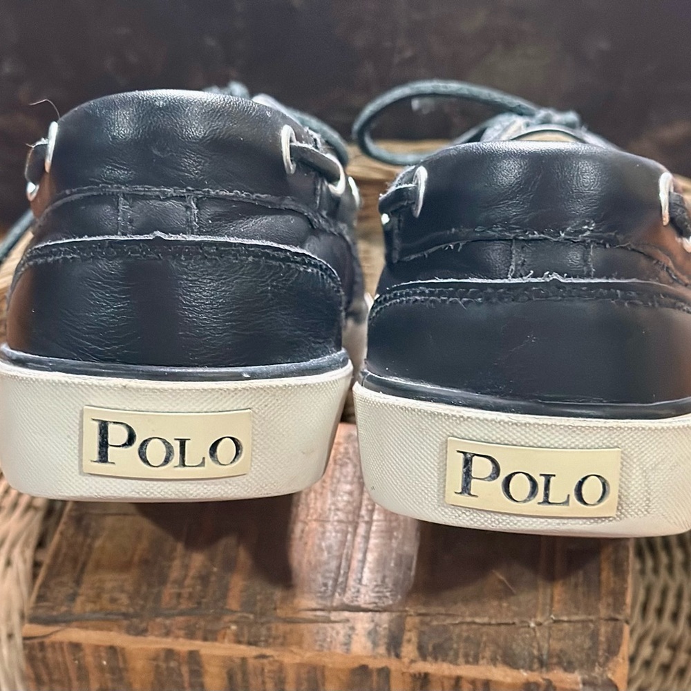 Polo by Ralph Lauren Men's Navy Leather Boat Shoes Gently Used Size 9D - Picture 3 of 9